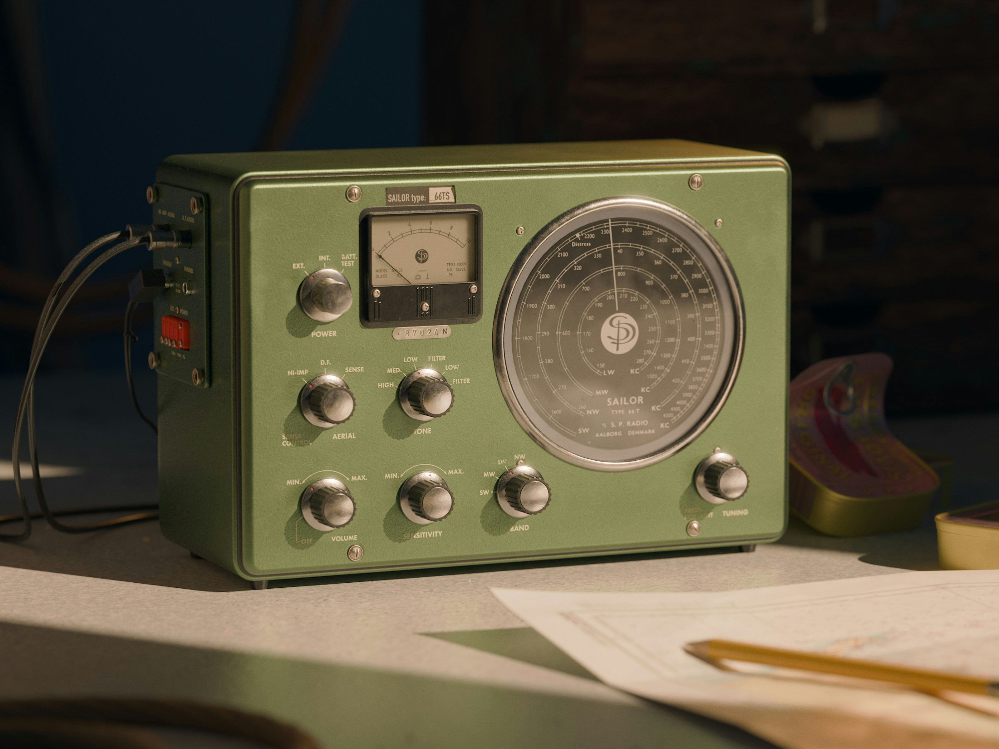 Rendering of a Sailor TS66 radio receiver.
