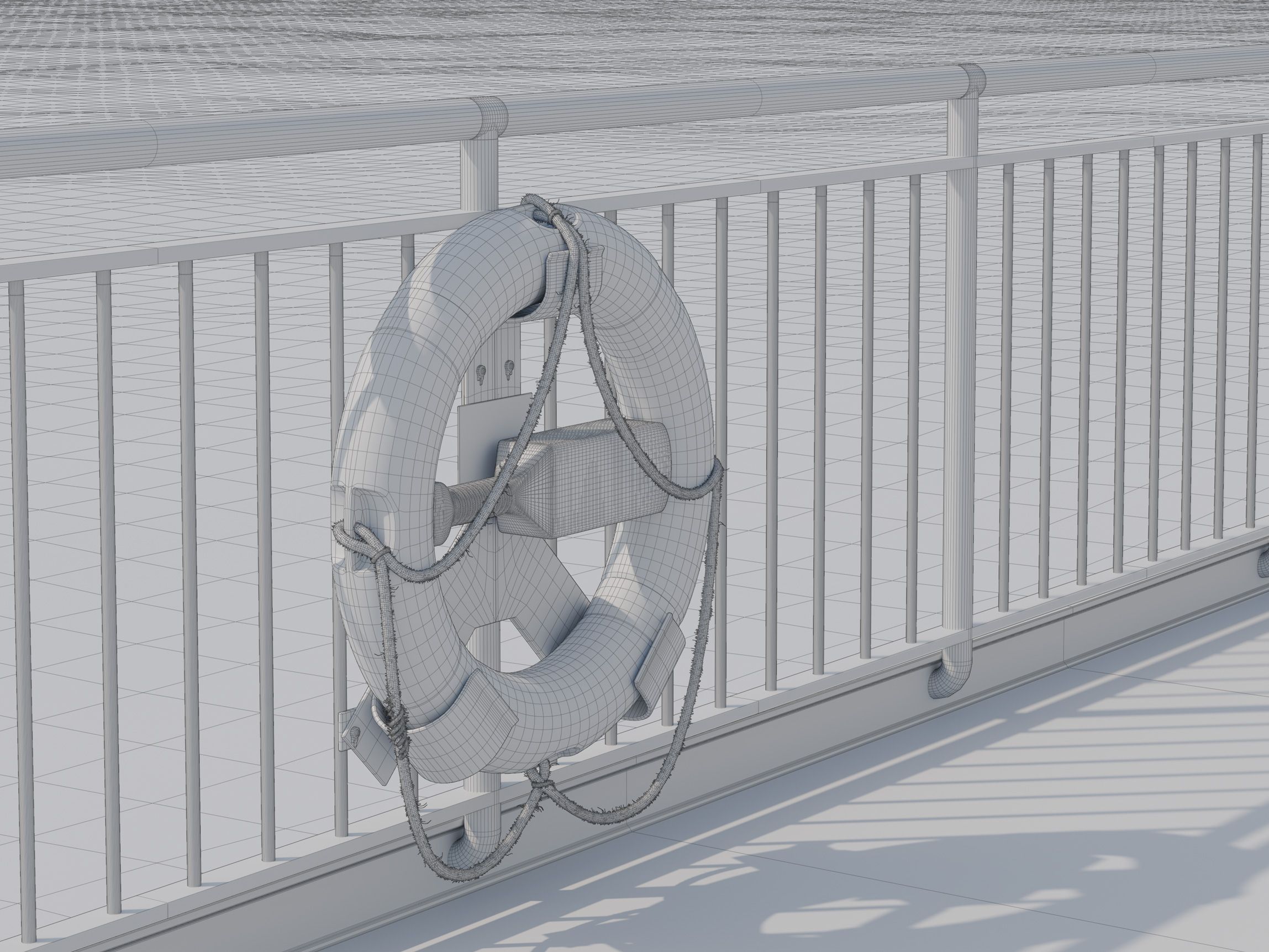 Wireframe rendering of the scene