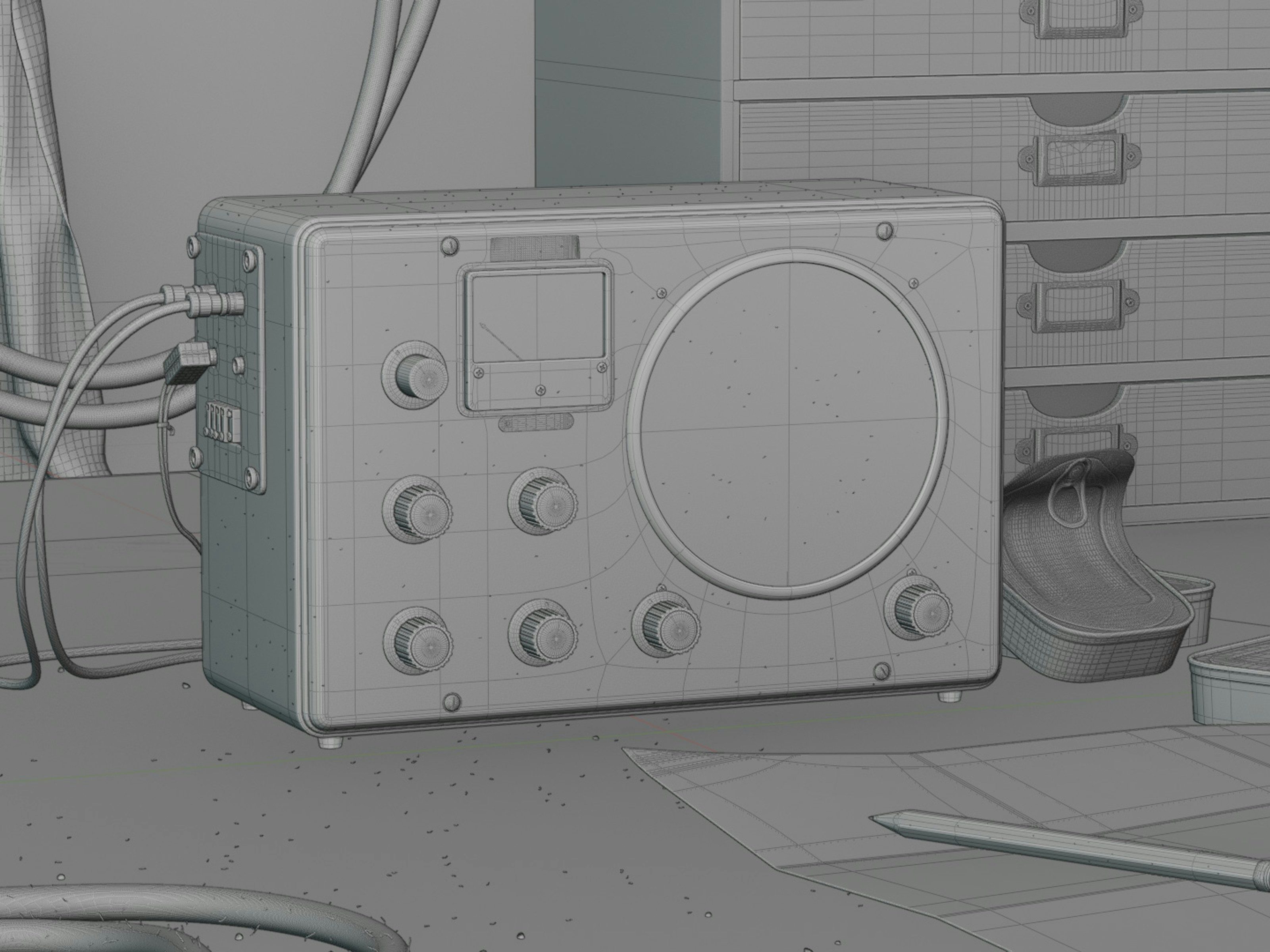 Wireframe of Sailor TS66 radio receiver.